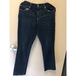 AE dark wash “ straight” stretch jeans